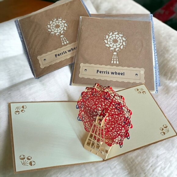 NWT POPUP 3D GREETING CARDS ( 2 qty ) Ferris Wheel Cheer Up/Valentine card - Picture 1 of 8